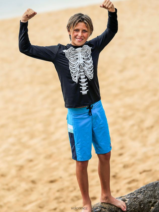cz Volcom děti surfovat skeleton košile s dlouhým rukávem Černá 6Z0N201361