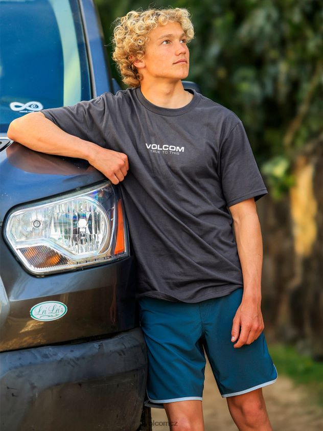 cz Volcom muži oblečení Neweuro tričko s krátkým rukávem dřevěné uhlí 6Z0N206
