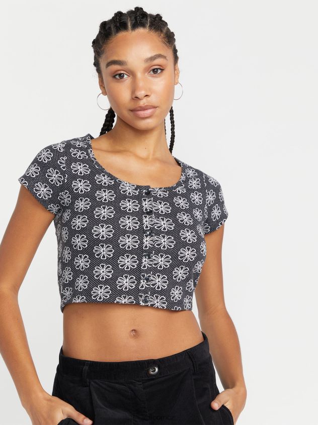 cz Volcom ženy oblečení Daisie baby košile s krátkým rukávem Černá 6Z0N20798