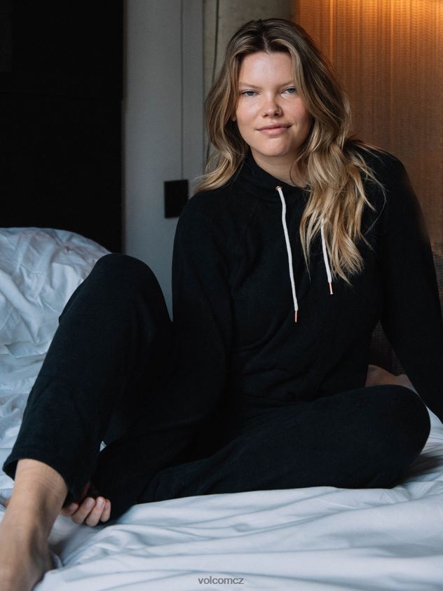 cz Volcom ženy oblečení žil v lounge fleecových kalhotách Černá 6Z0N20969